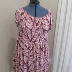 Lane Bryant Pink And Maroon Summer Dress With Pockets Size18/20 Pre owned